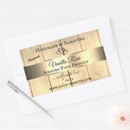 Adesivo Retangular Dourado Produto de Grãos de Madeira Castanho-clara