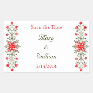 Adesivo Retangular Dourado Red Custom Save the Date Stickers
