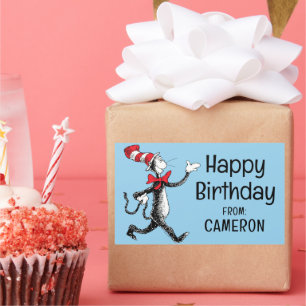 Adesivo Retangular Dr. Seuss   Gato do logotipo Vintage Hat