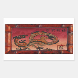 Adesivo Retangular Dragão Vermelho Sortudo, Ano Novo Chinês