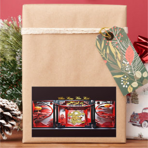 Adesivo Retangular Dragão Vietnamita Ano Novo 2024 Origami SqS