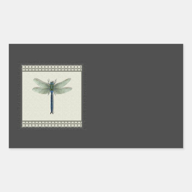 Adesivo Retangular Dragonfly Azul Elegante (Frente)