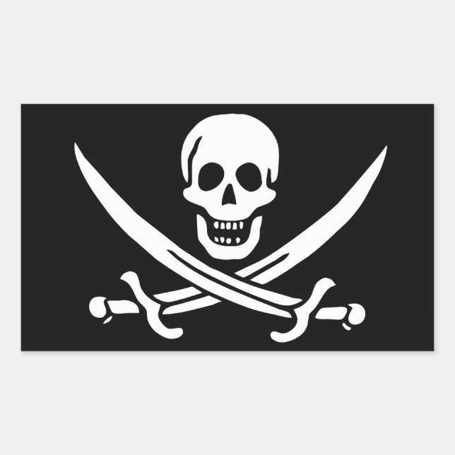 Adesivo Retangular Drapeau Pirate Jolly Roger (Frente)
