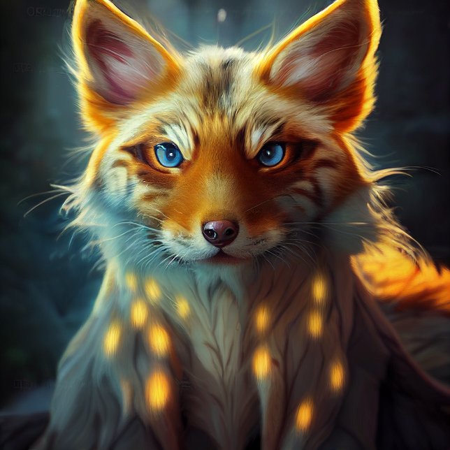 Adesivo Retangular Dream Fantasy Blue Eyed Fox Vixen Retrato (Criador carregado)