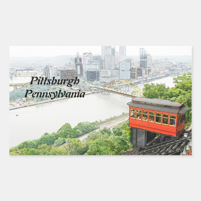 Adesivo Retangular Duquesne Incline em Pittsburgh Pensilvânia (Frente)