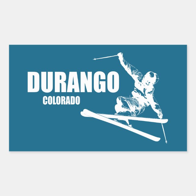 Adesivo Retangular Durango Colorado Skier (Frente)