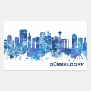 Adesivo Retangular Dusseldorf Alemanha Skyline Blue