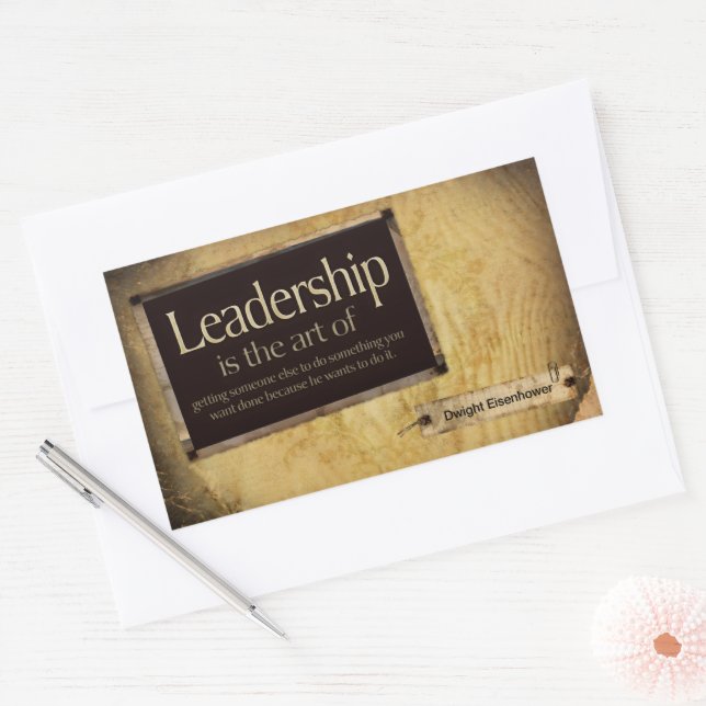 Adesivo Retangular Dwight Eisenhower, citação inspiracional "Lideranç (Envelope)