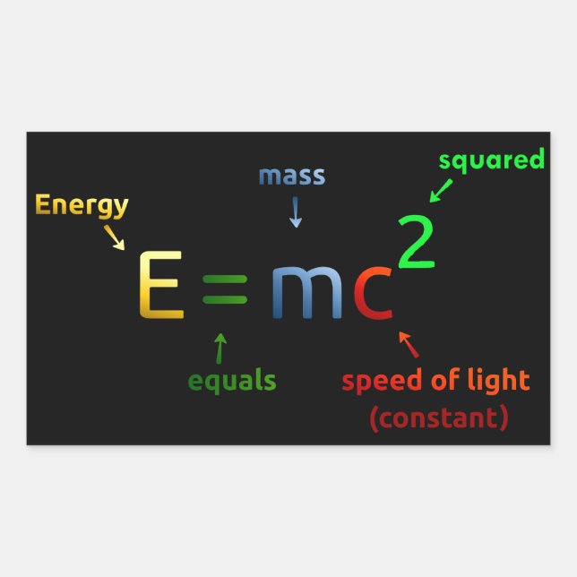 Adesivo Retangular E = MC^2. E é igual a MC ao quadrado (Frente)