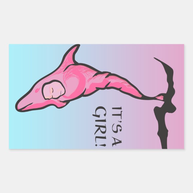 Adesivo Retangular é uma menina! (casulo de golfinho) (Frente)