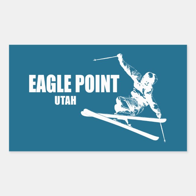 Adesivo Retangular Eagle Point Resort Utah Skier (Frente)