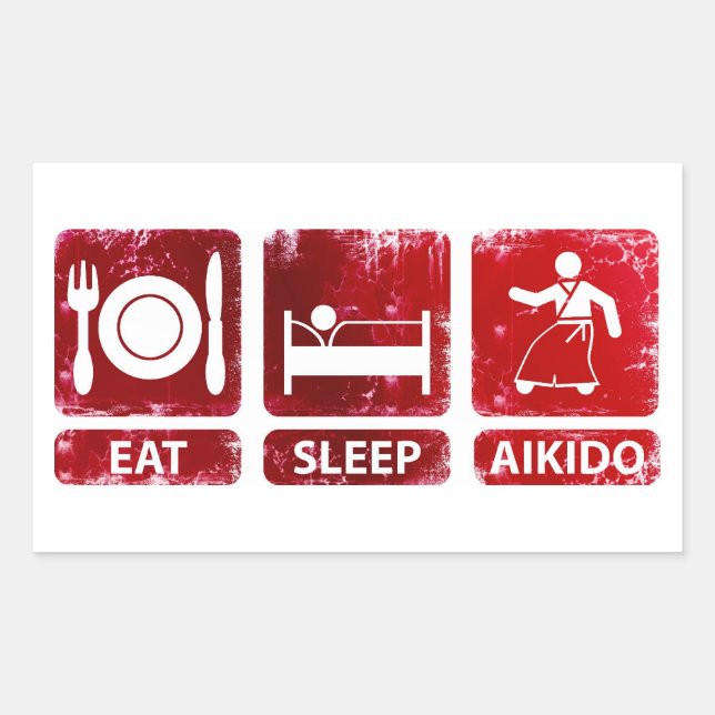 Adesivo Retangular Eat Sleep Aikido (Frente)