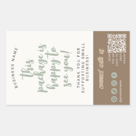 Adesivo Retangular Eco Artesanal Mínimo Natural Verde Sálvia Marrom