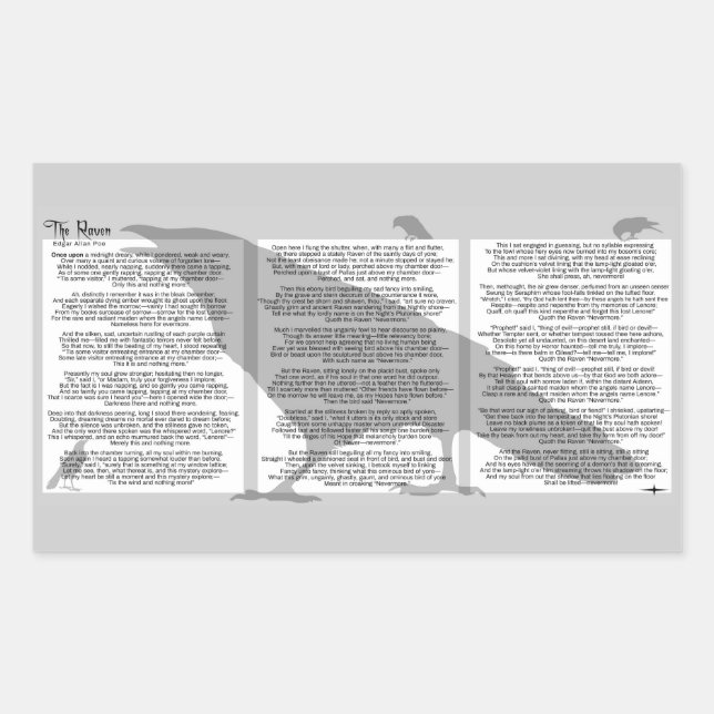 Adesivo Retangular Edgar Allan Poe O Raven (Frente)