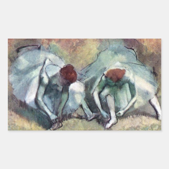 Adesivo Retangular Edgar Degas - Bailarinas Amarrando Sapatos (Frente)