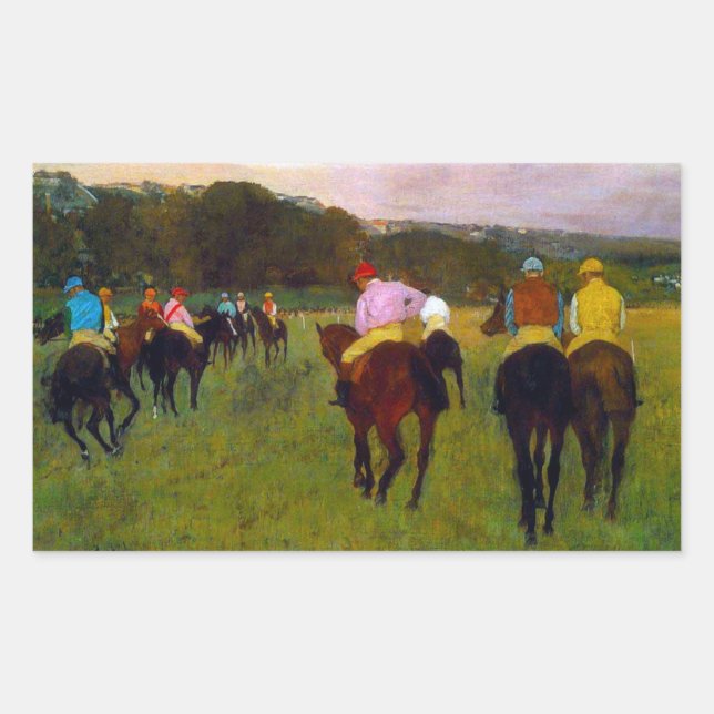 Adesivo Retangular Edgar Degas Race Horses em Longchamp (Frente)