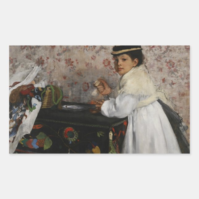 Adesivo Retangular Edgar Degas - Retrato de Mlle. Hortense Valpincon (Frente)