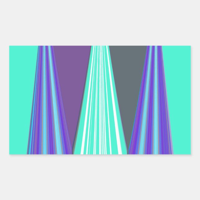 Adesivo Retangular Edgy Blue Purple Cyan Chevron Art Impressão (Frente)