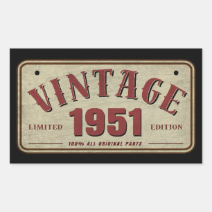 Adesivo Retangular Edição Limitada Vintage 1951 Todas as Peças Origin