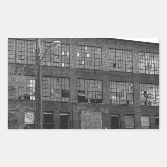 Adesivo Retangular Edifício Industrial Abandonado (Frente)