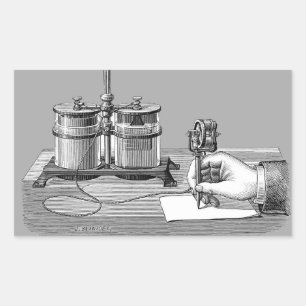 Adesivo Retangular Edison Antique Steampunk Writer