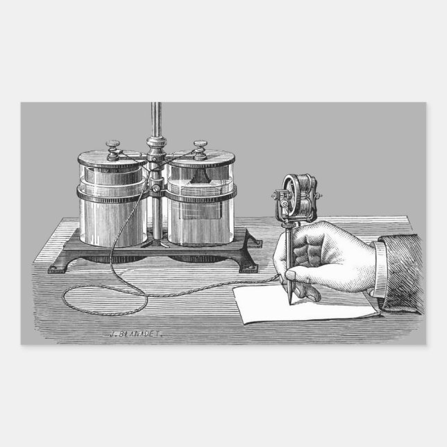 Adesivo Retangular Edison Antique Steampunk Writer (Frente)