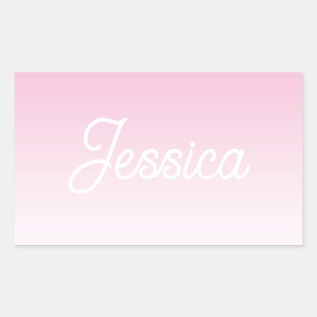Adesivo Retangular (Editable) Light Pink Color Ombre & Your Text (Frente)