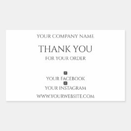 Adesivo Retangular Editável, Moderno, Obrigado Por Sua Ordem