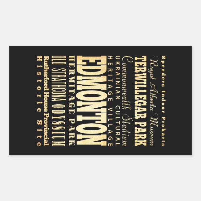 Adesivo Retangular Edmonton City of Canada Typografia Art (Frente)