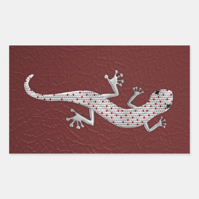 Adesivo Retangular Efeitos legal do lagarto vermelho-branco (Frente)