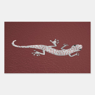 Adesivo Retangular Efeitos legal do lagarto vermelho-branco