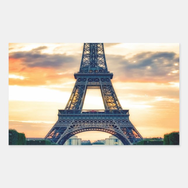 Adesivo Retangular Eiffel Tower Paris Evening European Viagem (Frente)