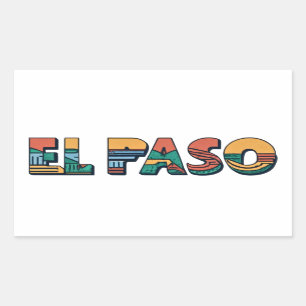 Adesivo Retangular El Paso, Texas   Estilo Minimalista de Desenho da