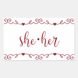 Adesivo Retangular Ela está com rabiscos de Rico Vermelho