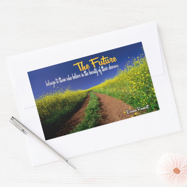 Adesivo Retangular Eleanor Roosevelt, citação inspiracional "O futuro (Envelope)