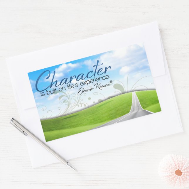 Adesivo Retangular Eleanor Roosevelt Inspirational Cote "Caráter" (Envelope)