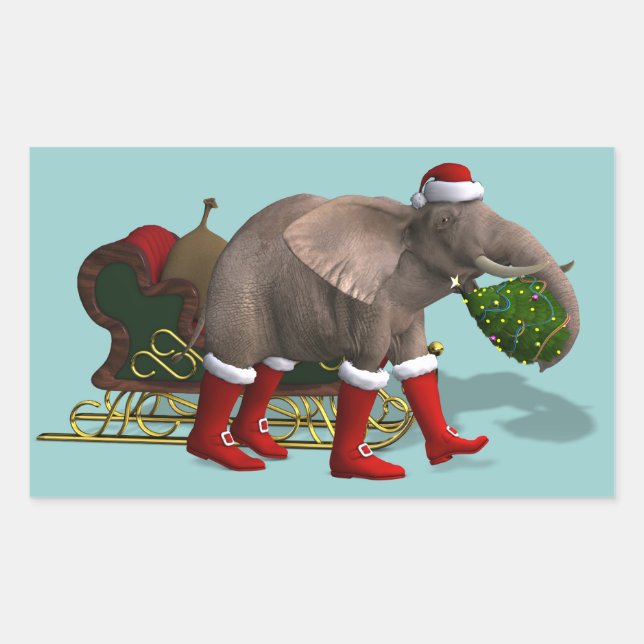 Adesivo Retangular Elefante Doce do Papai Noel (Frente)