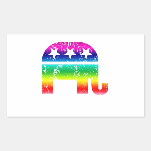 Adesivo Retangular Elefante Original Republicano Afetou Arco-Íris (Frente)