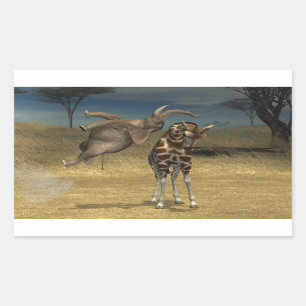 Adesivo Retangular Elefante Salta Sobre Girafa