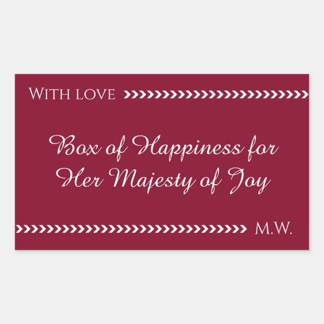 Adesivo Retangular Elegant Burgundy & White Custom Rectangle Sticker  (Frente)