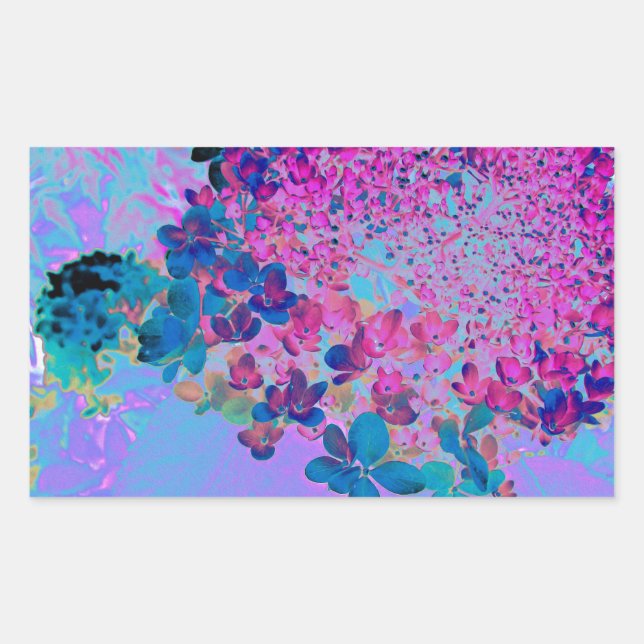 Adesivo Retangular Elegant Dark Blue and Magenta Limelight Hydrangea (Frente)