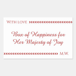 Adesivo Retangular Elegant White & Red “Box of Happiness” Sticker