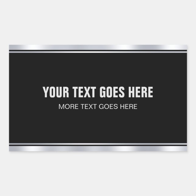 Adesivo Retangular Elegante Adicione o Nome em Preto e Prata Texto Mo (Frente)