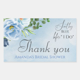 Adesivo Retangular Elegante Algo Chá de panela Floral Azul