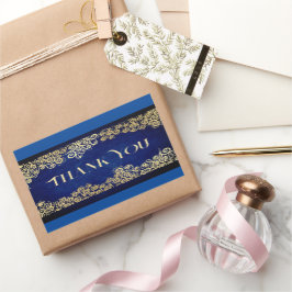 Adesivo Retangular Elegante Barroco Azul Marinho E Dourado Casamento 