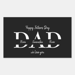 Adesivo Retangular Elegante Dia de os pais Preto - Nomes das Crianças