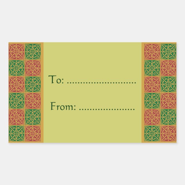 Adesivo Retangular Elegante Fleur de Lis Red Gift Stickers (Frente)