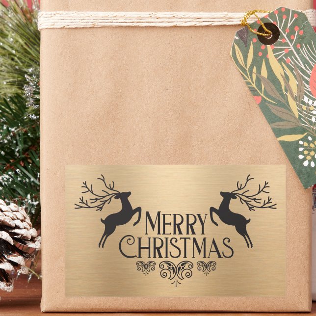 Adesivo Retangular Elegante Moderno Simples Reindeer de Natal (Criador carregado)