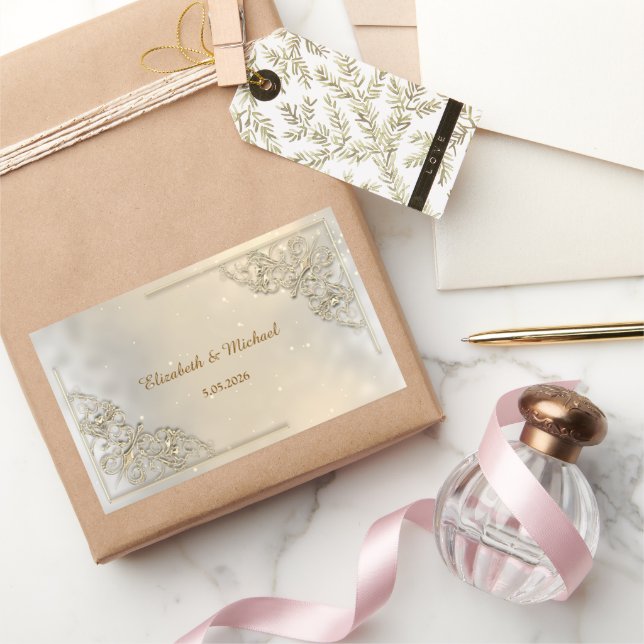Adesivo Retangular Elegante Quadro Dourado Obrigado (Presentear)