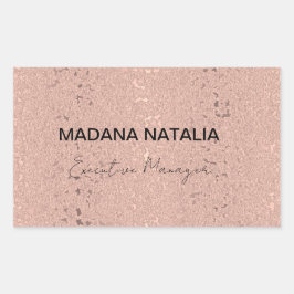 Adesivo Retangular Elegante Rosa Dourado Beauty Salon